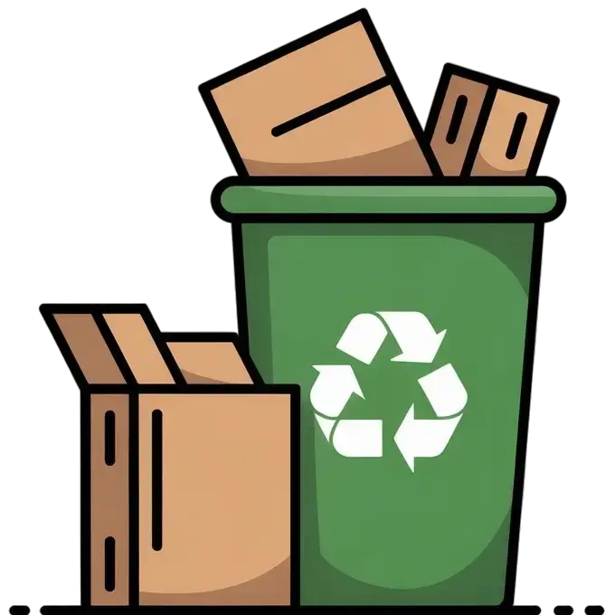 Recycling can with cardboard boxes in it and next to it.